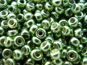 11/0 Round Toho Seed Beads, 16gms. Galvanized Apple Green.