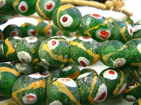 Green Glass Beads 42- 8mm beads, per strand.